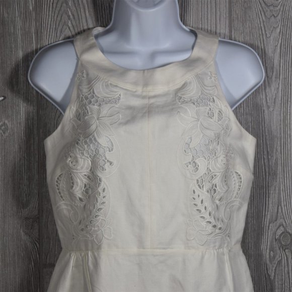 Loft Halter Laser Cut Dress Size 0 Floral Wedding Party Cocktail - Picture 3 of 9